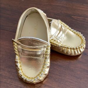 Trumpette Gold Moccasins Baby Mocs size 3